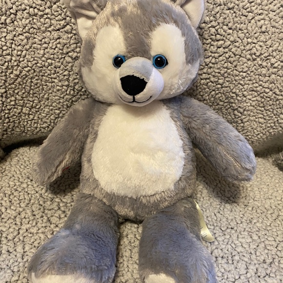 Build A Bear Wiley the Wolf Plush Toy Soft Great Wolf Lodge Grey White Blue Eyes - Picture 2 of 10